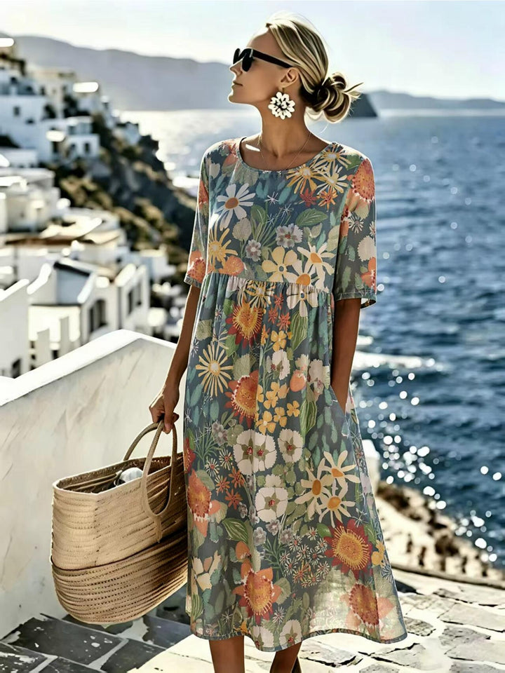 Evie™ - Elegant Floral Dress for Summer in Midi Length