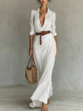 Kiara - Maxi Dress with Long Sleeves and Lapel Collar
