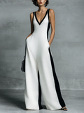 Celine | Black & White Colour Block Wide Leg Jumpsuit