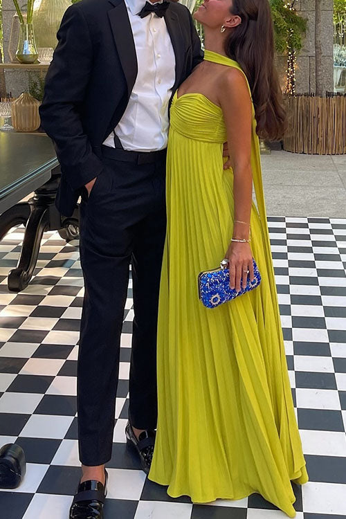 Katrina – Maxi Dress with Off-the-Shoulder Design, Lacing and Pleated Skirt