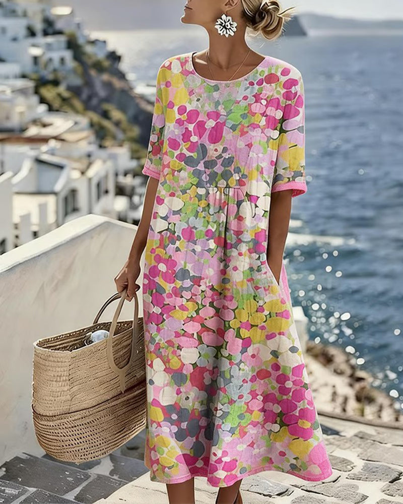 Elena™ - Elegant Floral Dress for Summer in Midi Length