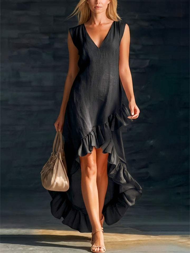 Sienna | Ruffled Shirt High-Low Boho Dress
