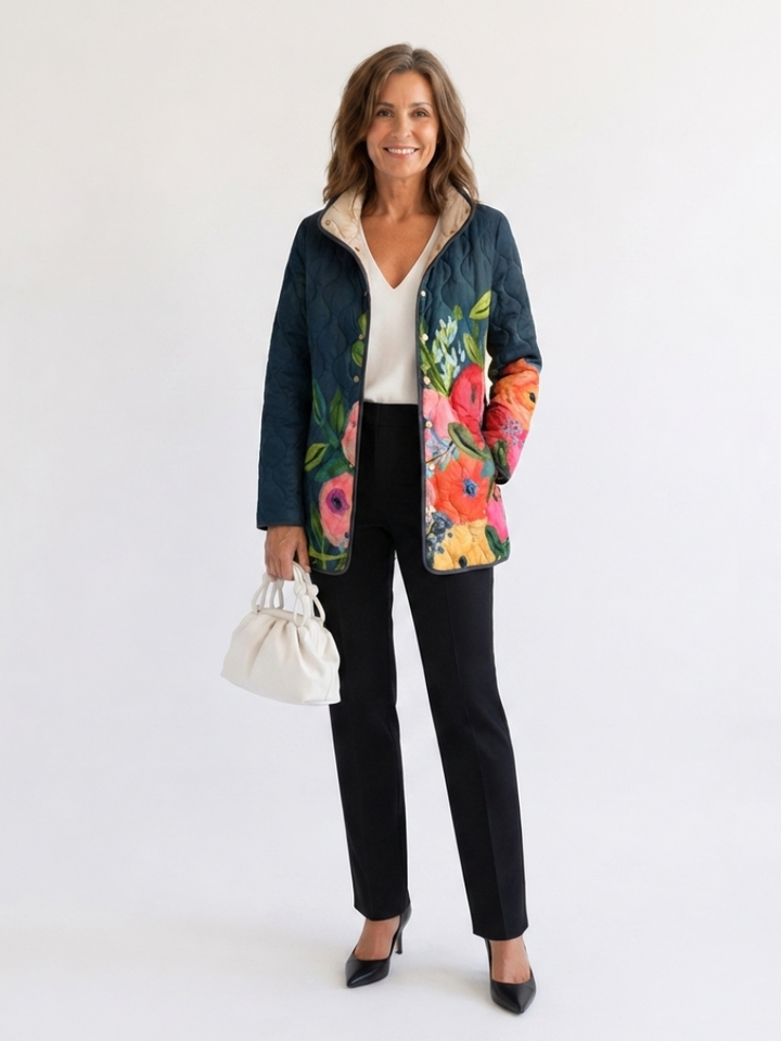 Valcor | Quilted Jacket with Painted Flowers Camille