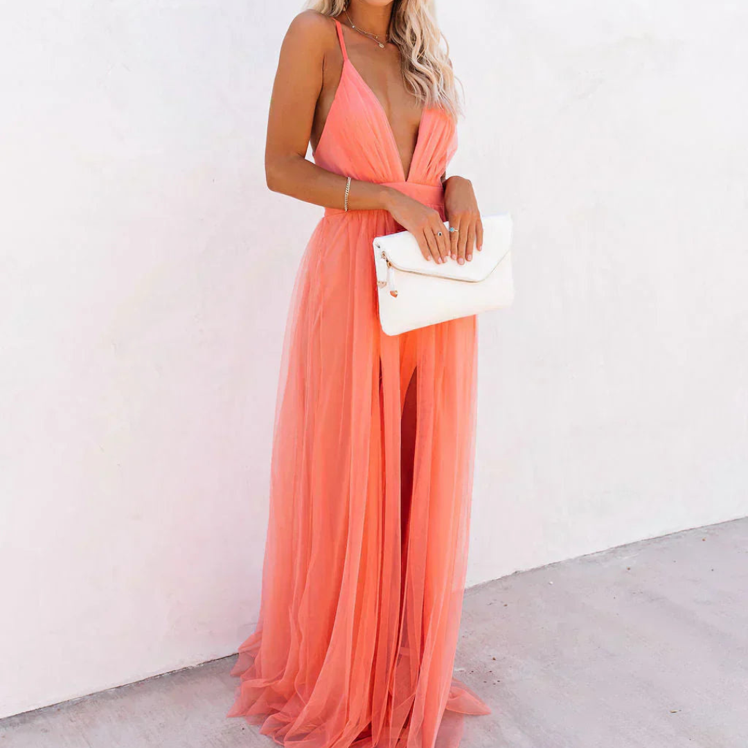 Willow - Coral-Coloured Maxi Dress