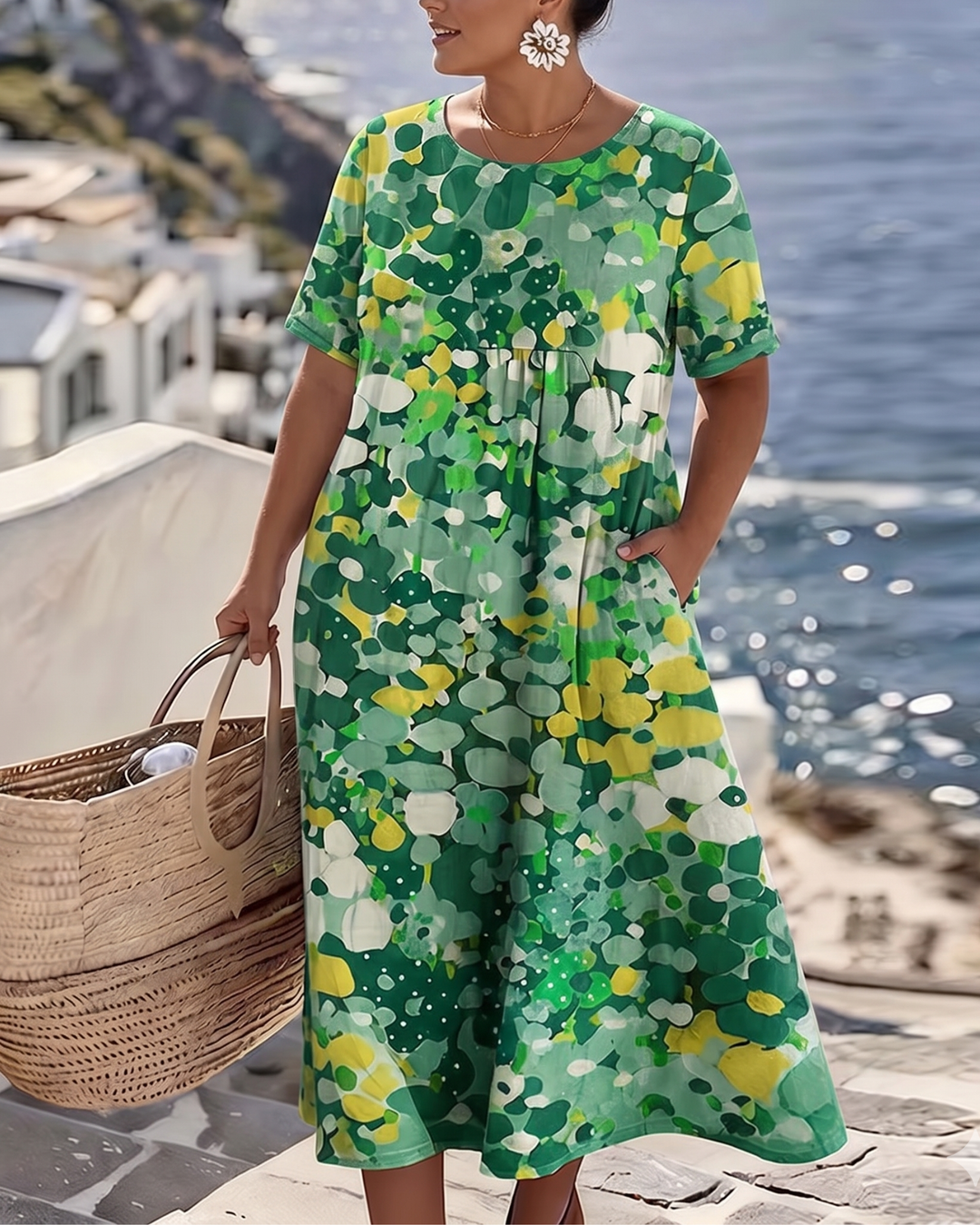 Elena™ - Elegant Floral Dress for Summer in Midi Length