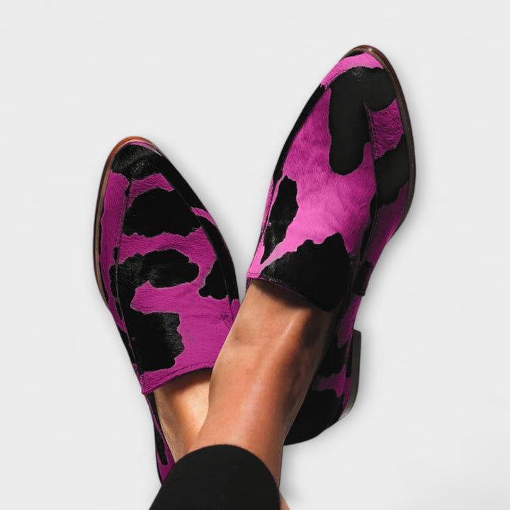 Serena - Cow Spot Statement Loafers