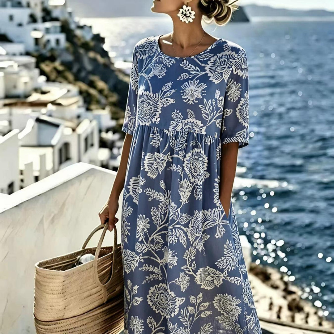 Evie™ - Elegant Floral Dress for Summer in Midi Length