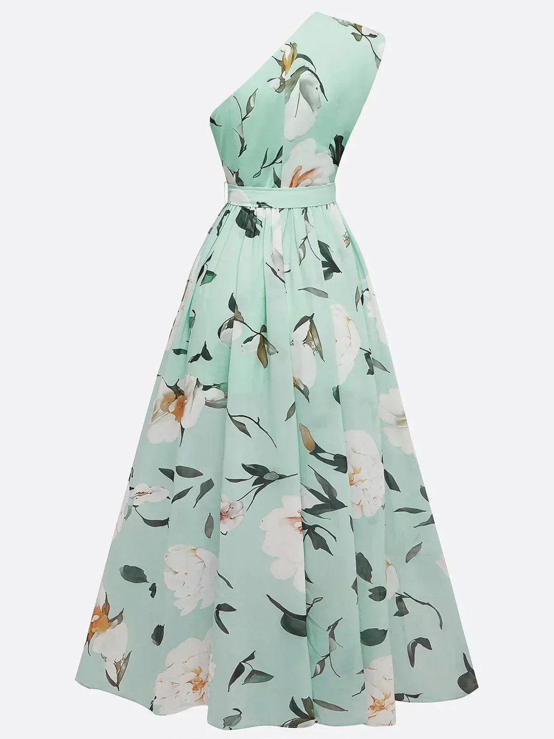 Sella - Ruffled One-Shoulder A-Line Maxi Chiffon Dress