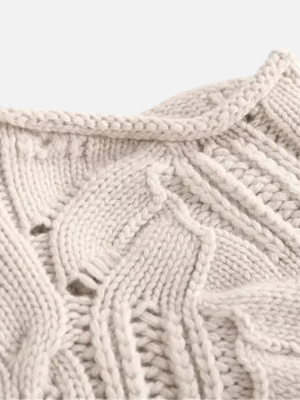 Camilla | Ornate Cable Knit Sweater with Roll Neck