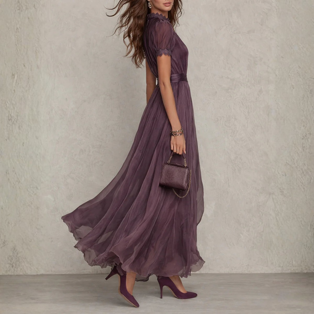 Celeste | Elegant Maxi Dress with Lace Trim