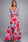 Elisa - Elegant Wrap Maxi Dress with Flowers