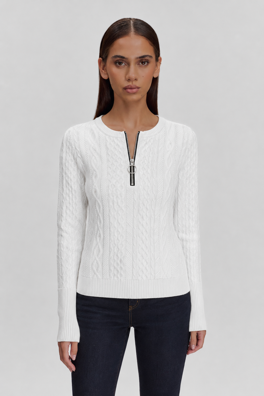 Ida | Half-Zip Pullover in Cable Knit