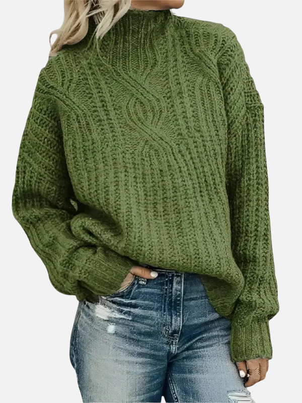 Mette | High Neck Cable Knit Sweater