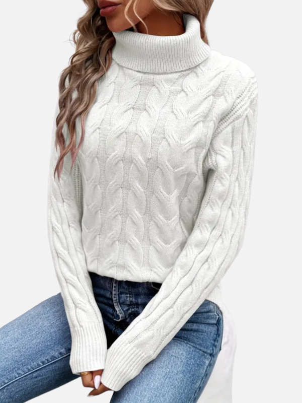 Kirsten | Cable Knit Jumper with Roll Neck – Ladies