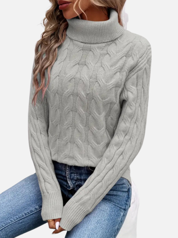 Kirsten | Cable Knit Jumper with Roll Neck – Ladies