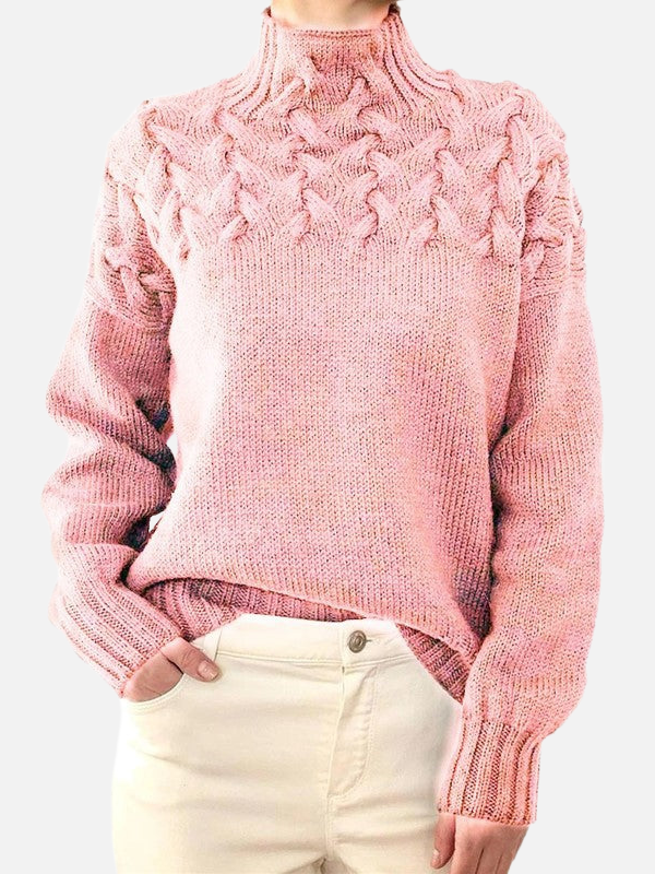Hanne | Cable Knit Jumper with High Collar