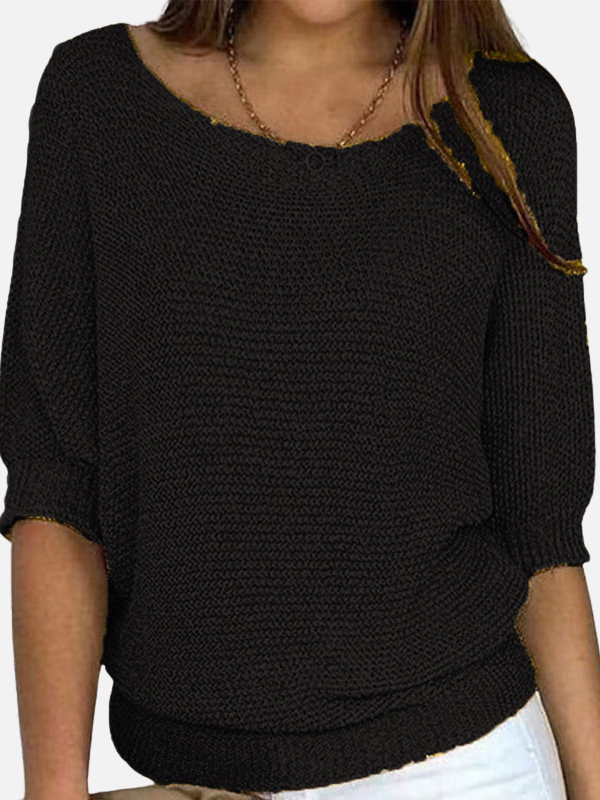 Marianne | Loose Knit Blouse with Boat Neck