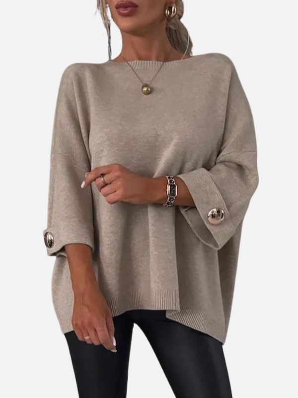 Anne | Long Knit Blouse with Button Details