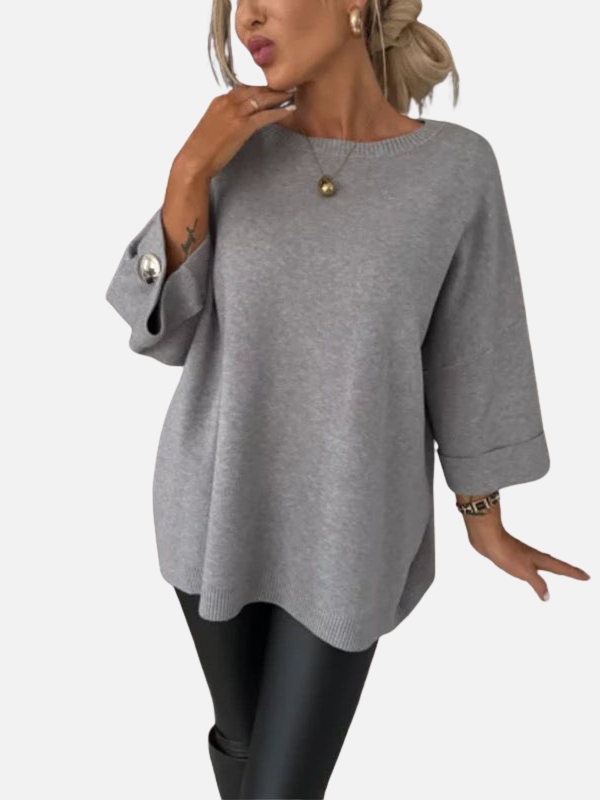 Anne | Long Knit Blouse with Button Details