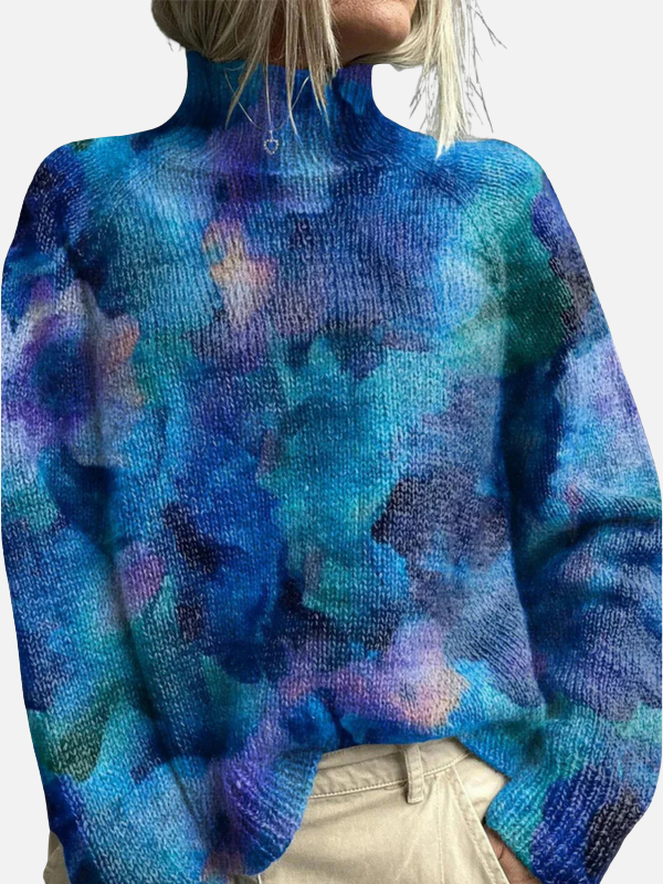Anna | Patterned Roll Neck Jumper with Forest Motif