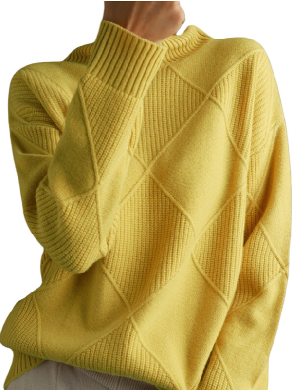 Susanne | Roll Neck Jumper with Diamond Pattern