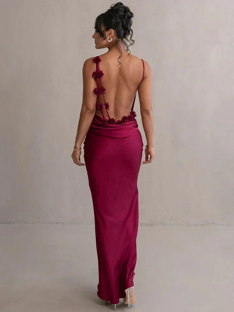 Cassiane - Satin Floral Dress