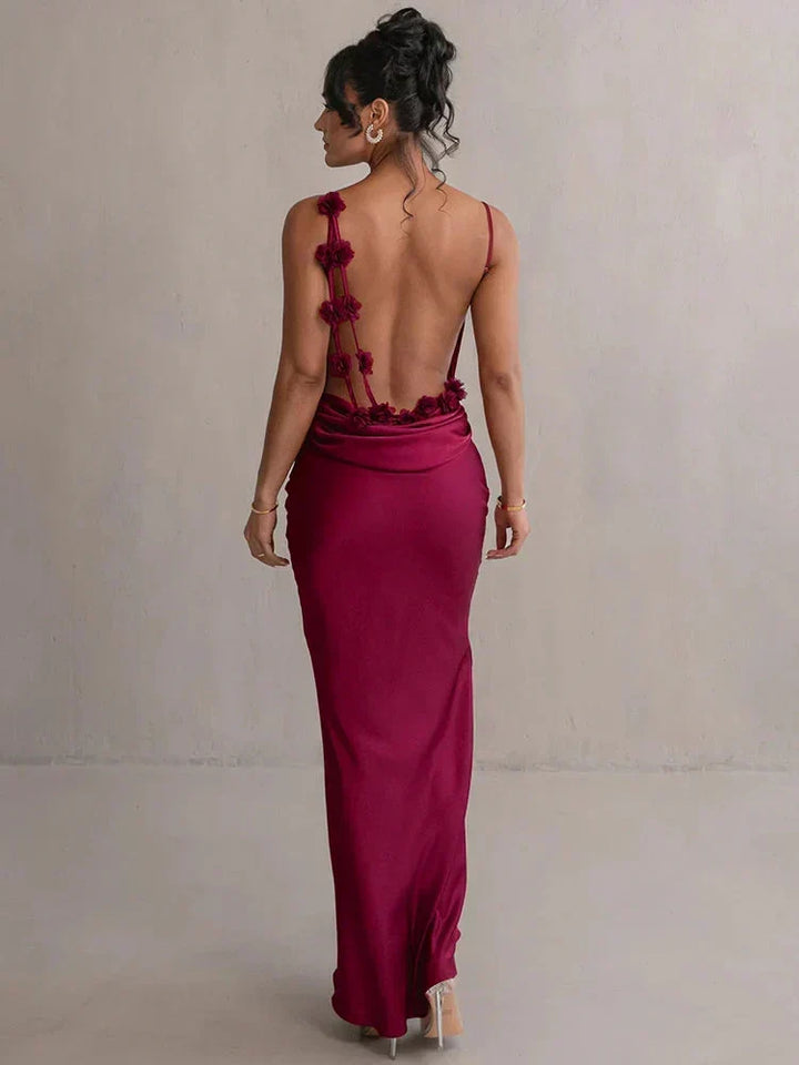 Cassiane - Satin Floral Dress