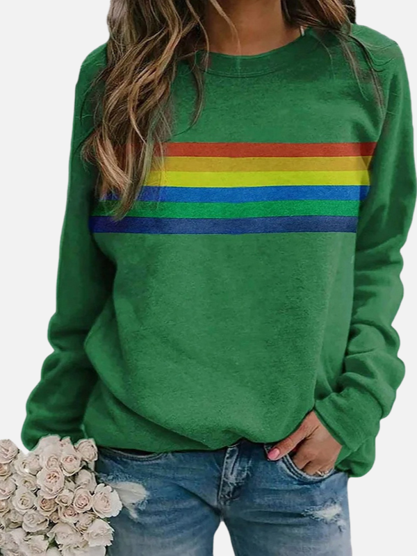 Helle | Sweatshirt with Rainbow Stripes, Crew Neck