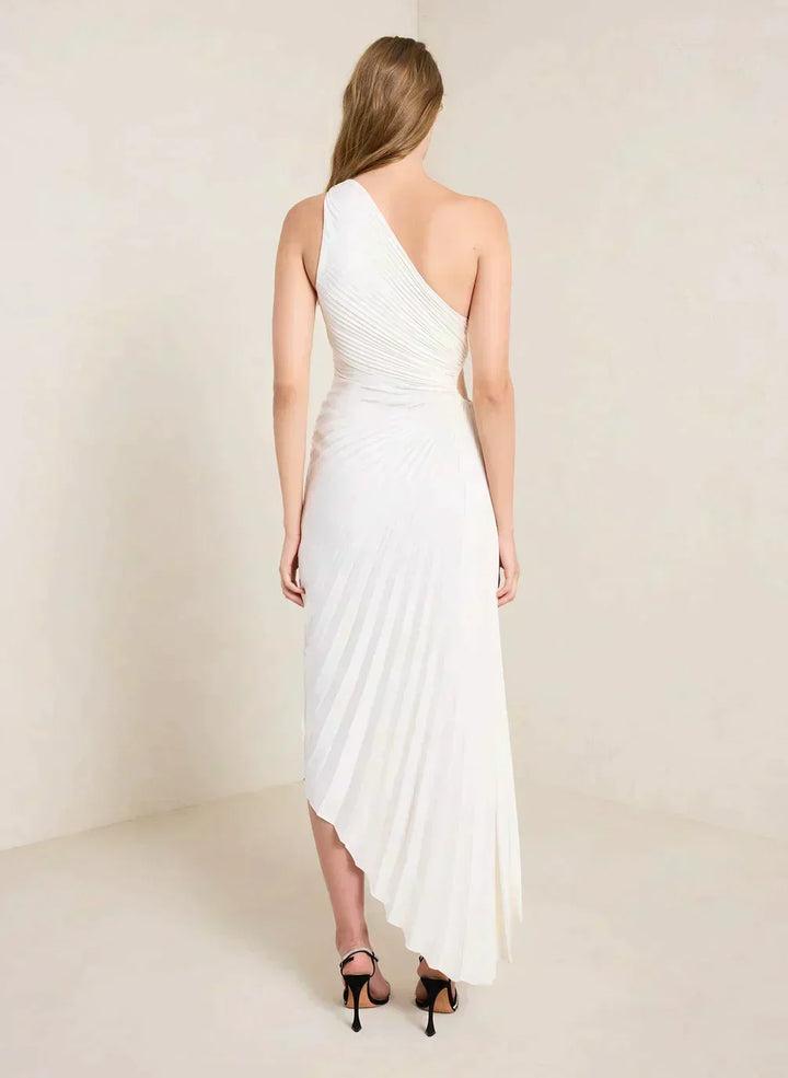 Sylviana - One Shoulder Pleated Midi Dress