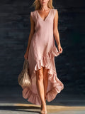 Sienna | Ruffled Shirt High-Low Boho Dress