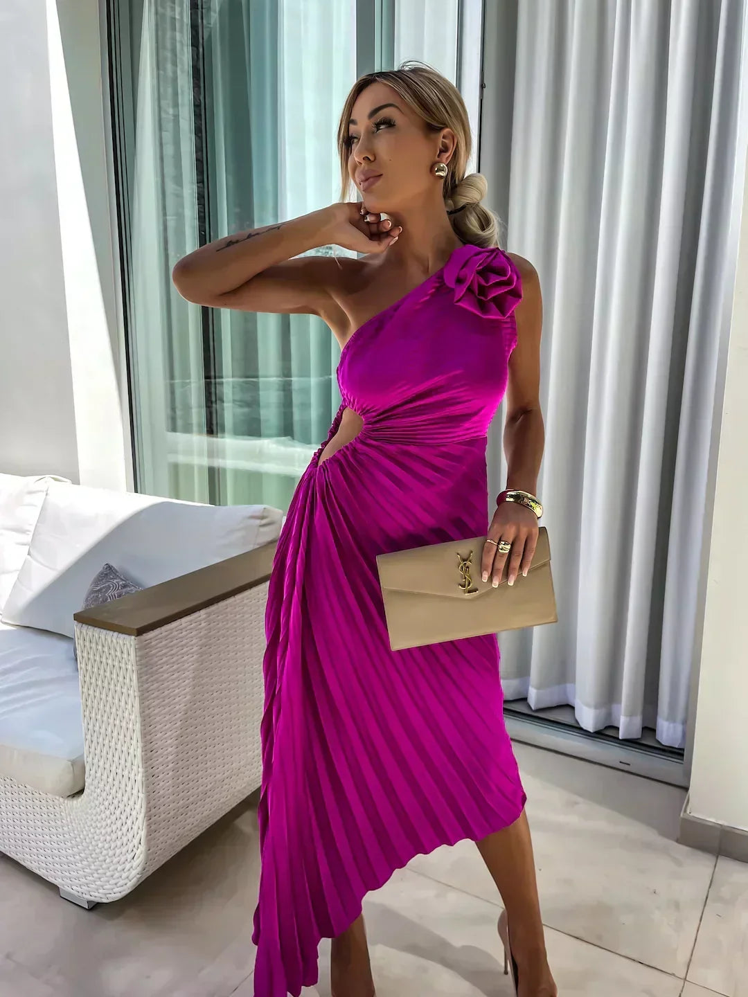 Lizbeth - One-Shoulder Floral Maxi Dress