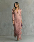 Clara | Elegant Dress with Fringed Sleeves