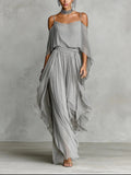 Freya | Off-Shoulder Chiffon Two-Piece Set