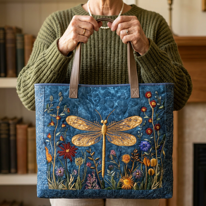 Padded Shoulder Bag with Dragonfly