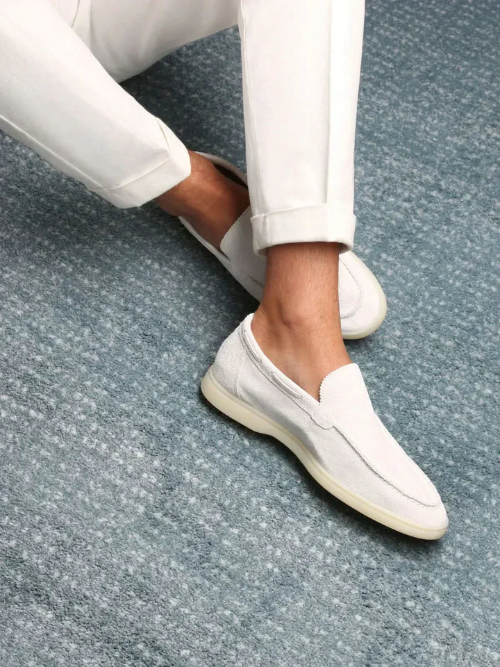 Classic Suede Loafer Pearl White